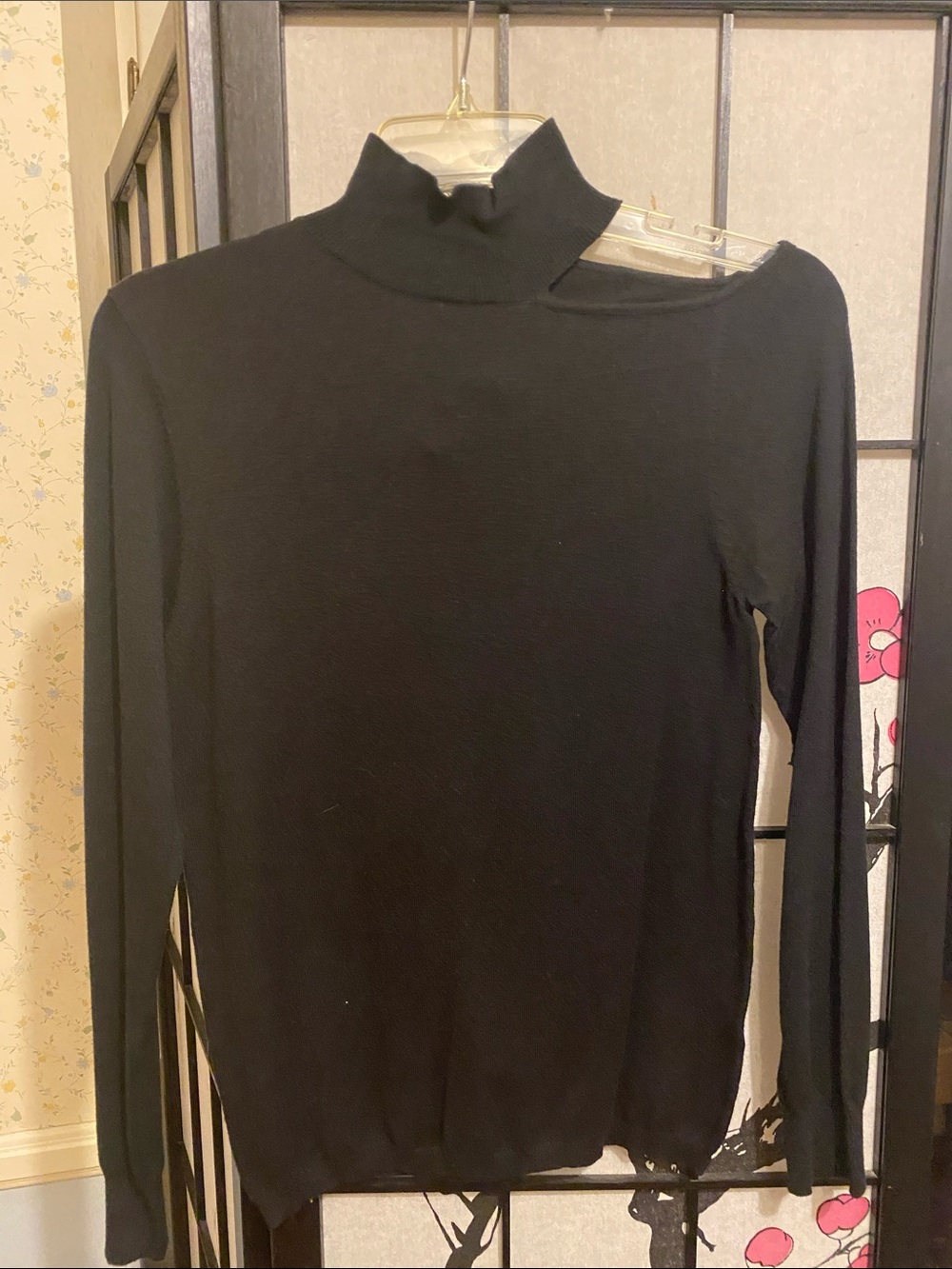 Democracy Black Ribbed Mock Neck Top